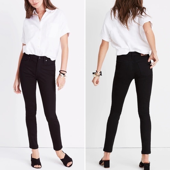 MADEWELL 9" Mid-Rise Skinny Jeans in ISKO Stay Black | Size 24 - Picture 1 of 16
